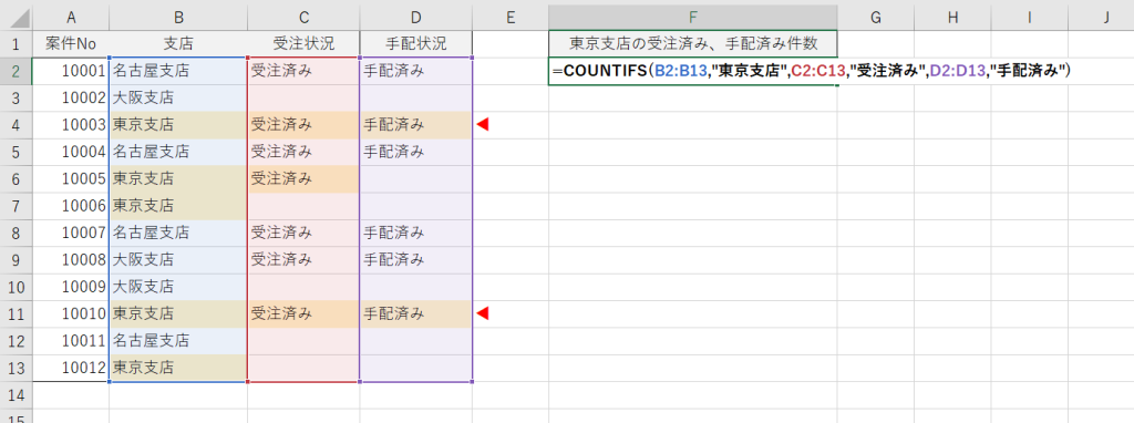 Excel の COUNTIFS 関数